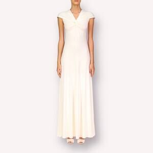 Halston Scarlet Twist Cap Sleeve Bridal Gown Pristine White Sz 12